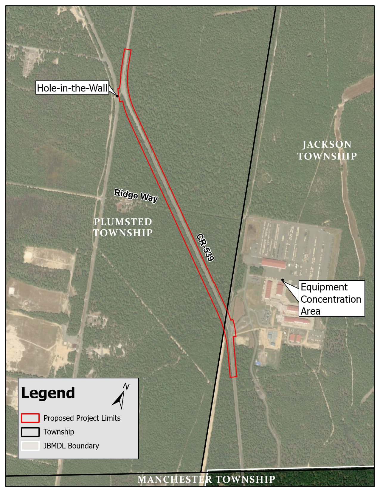 Project map showing study area along 539